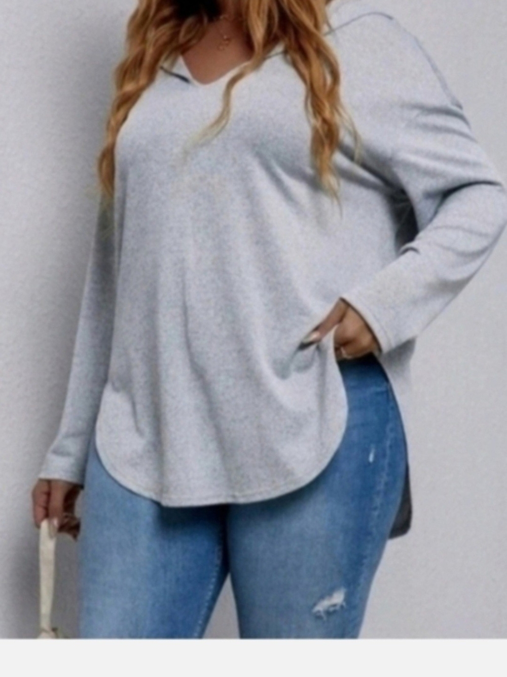 Women's V-Neck Long Sleeve Tunic Top With Hood